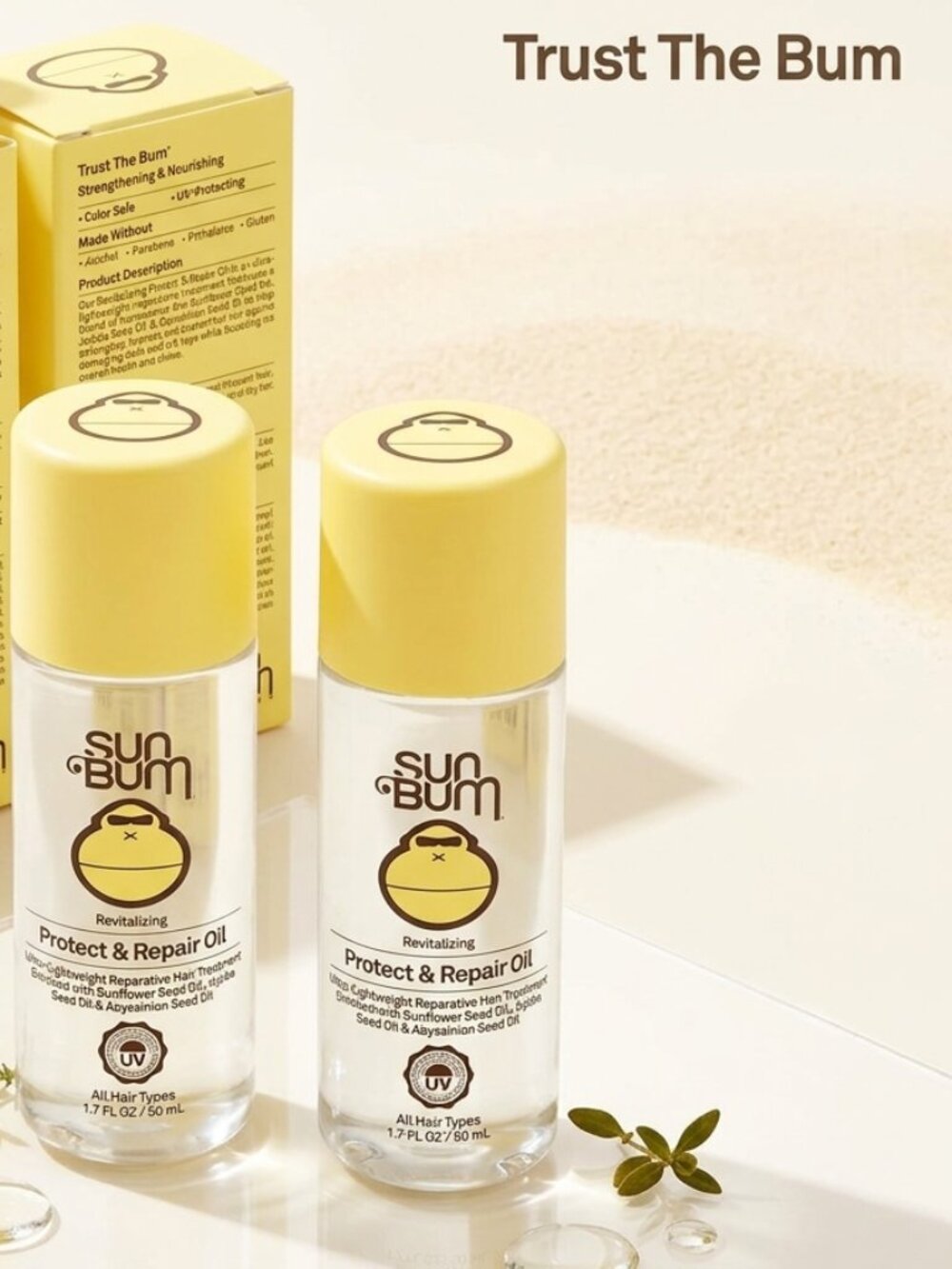 Sun Bum Revitalizing Protect and Repair Hair Oil 1.7 oz Set of 2 NIB